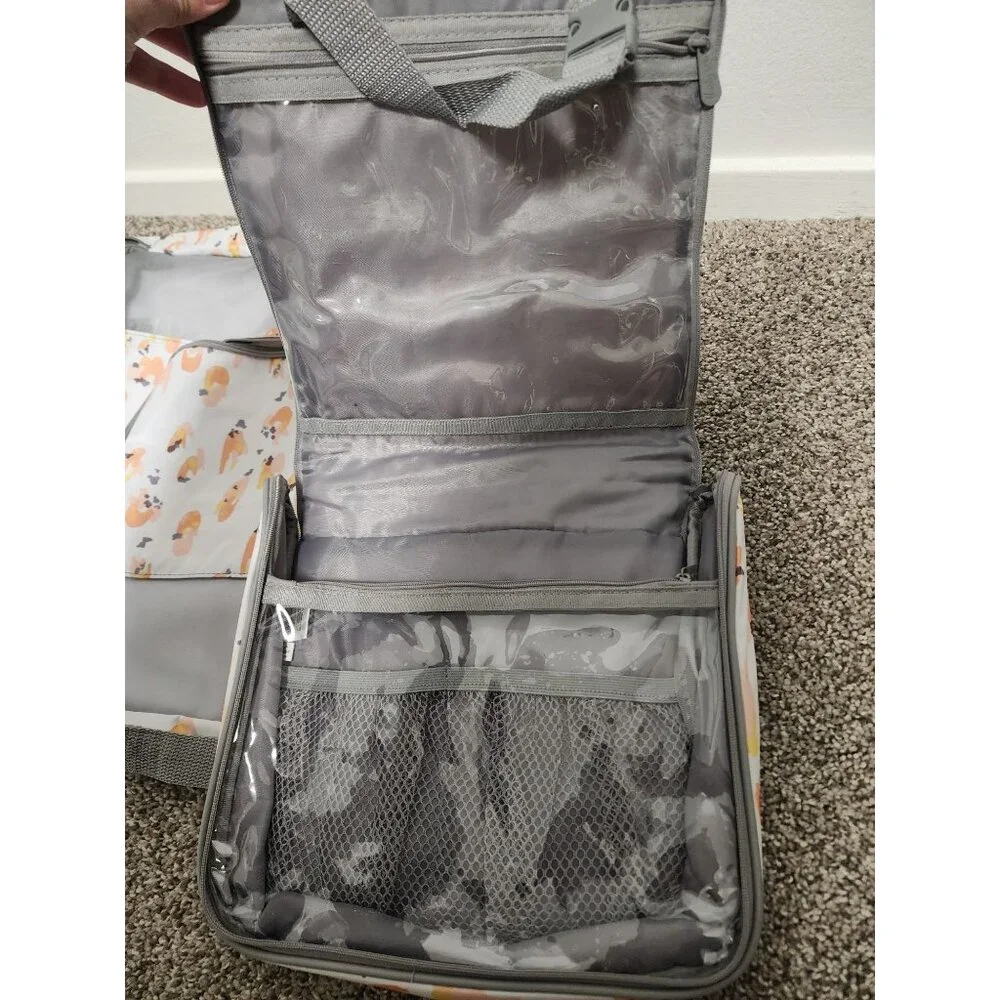 Thirty One white orange 2 packing cubes and toiletry tote